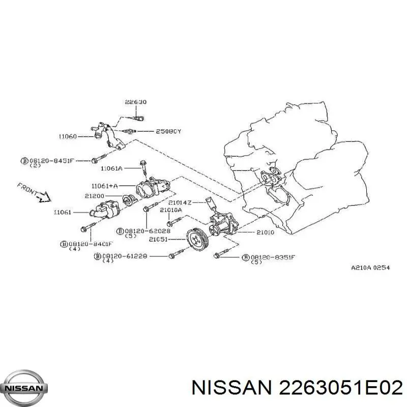 2263051E02 Nissan sensor de temperatura del refrigerante