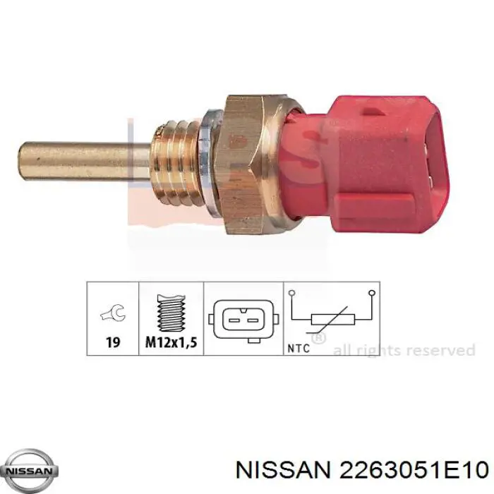 2263051E10 Nissan sensor de temperatura del refrigerante