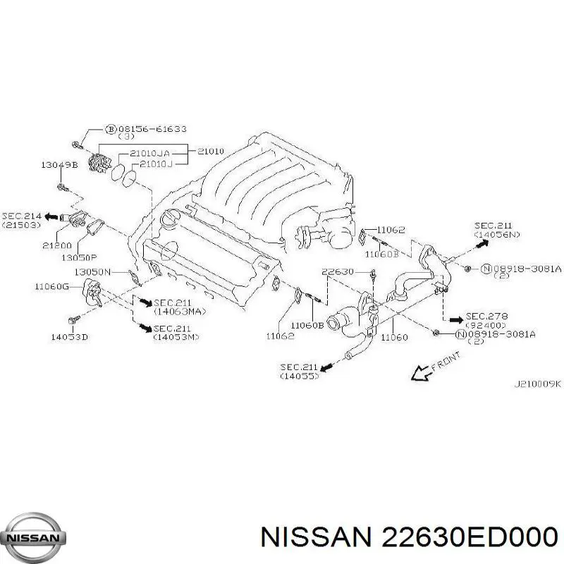 22630ED000 Nissan sensor de temperatura del refrigerante