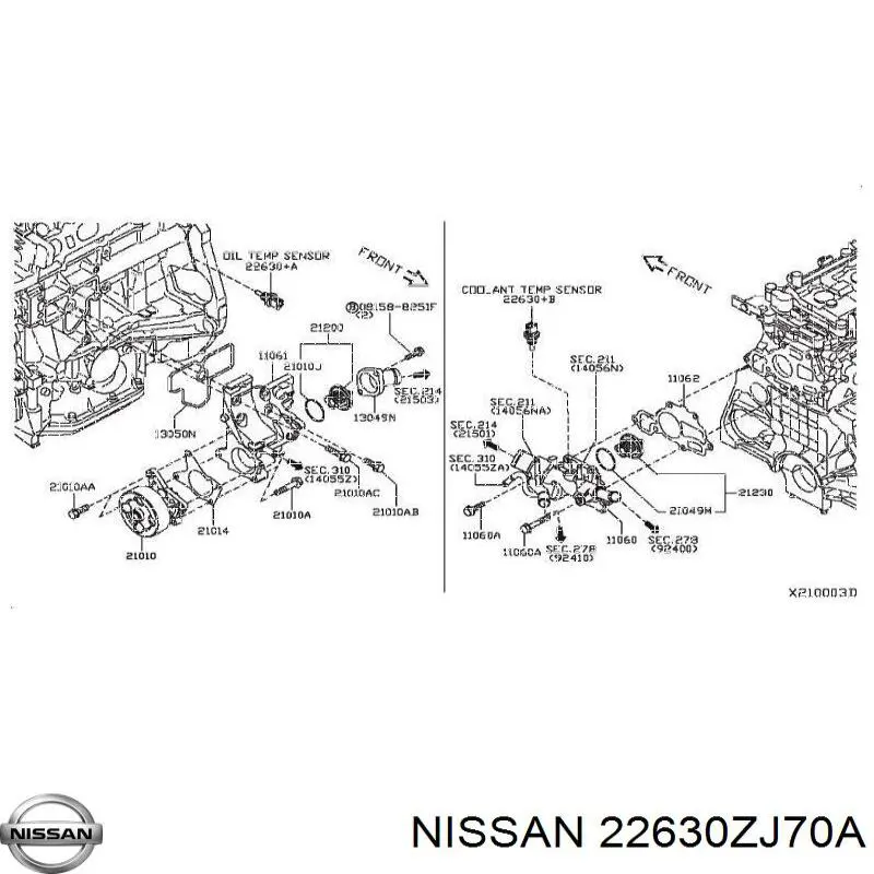 Comprar 22630ZJ70A Nissan/Infiniti Sensor de temperatura de agua