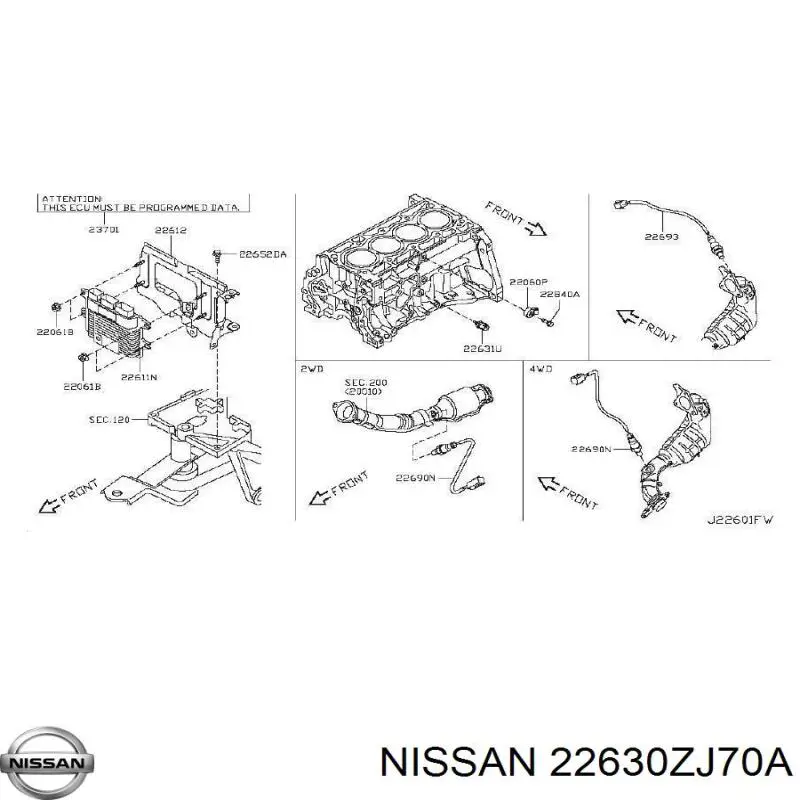 22630ZJ70A Nissan/Infiniti Sensor temperatura refrigerante