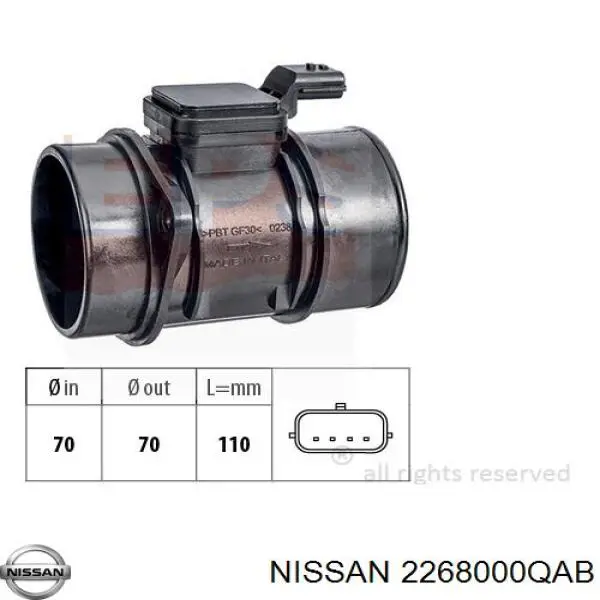 2268000QAB Nissan caudalímetro