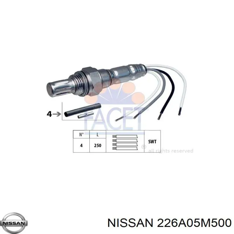 226A05M500 Nissan sonda lambda sensor de oxigeno post catalizador