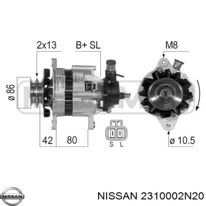 2310002N20 Nissan/Infiniti Alternador de coche
