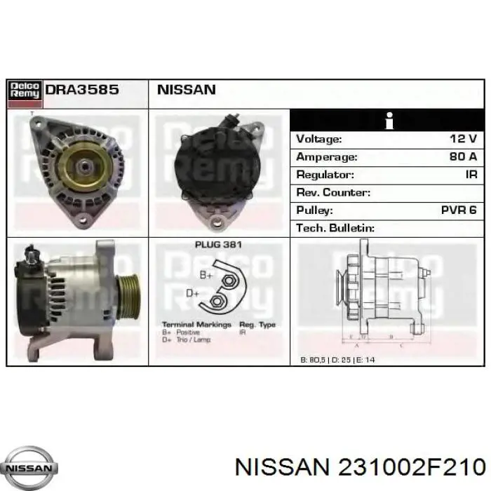 231002F210 Nissan alternador