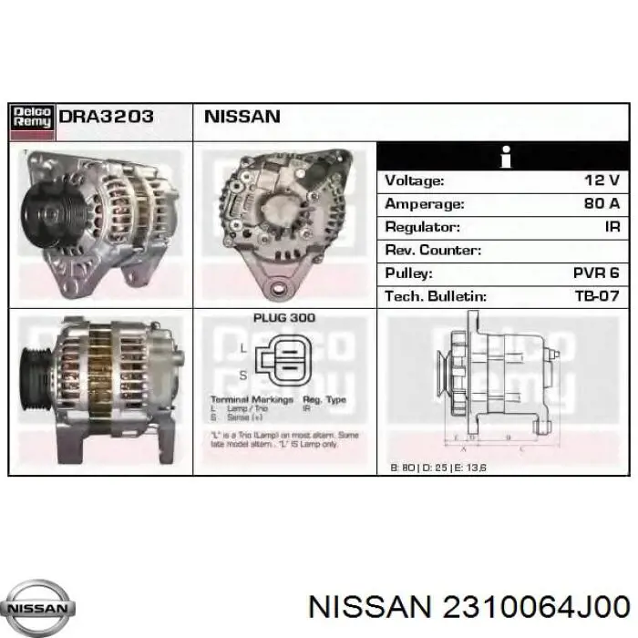 Alternador 2310064J10 Nissan/Infiniti