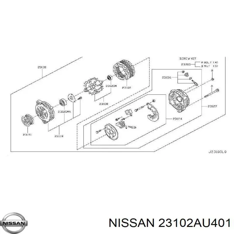 Estátor del alternador Nissan/Infiniti 23102AU401 precio, desde 926,50 EUR