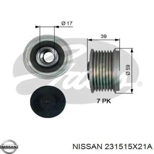231515X21A Nissan/Infiniti Rueda libre alternador 