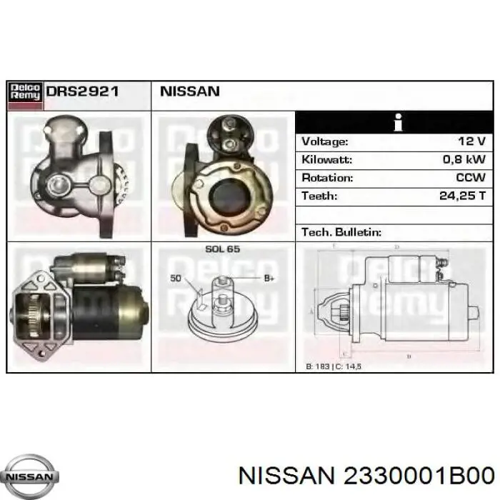 2330001B00 Nissan motor de arranque