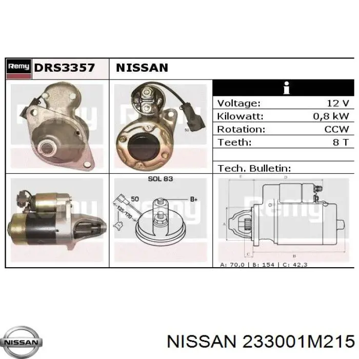 Burro de arranque  Nissan/Infiniti 233001M215 precio, desde 53,72 EUR