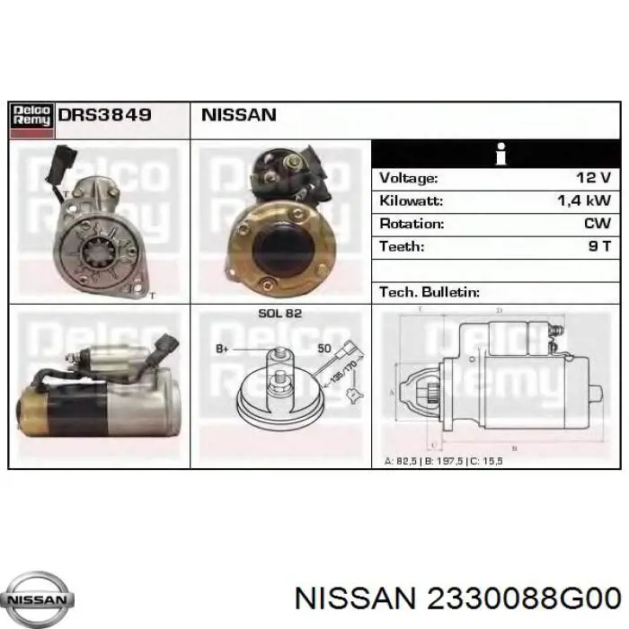 2330M88G01RW Nissan motor de arranque
