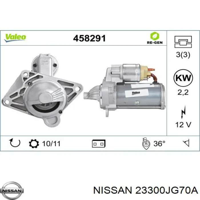 Burro de arranque  Nissan/Infiniti 23300JG70A precio, desde 48,50 EUR