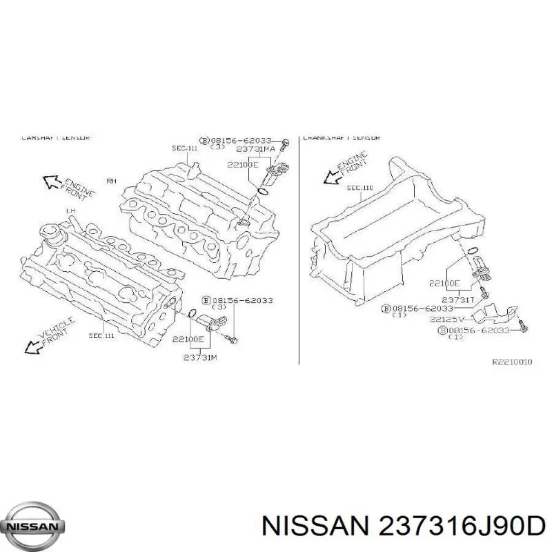 237316J90D Nissan sensor de árbol de levas