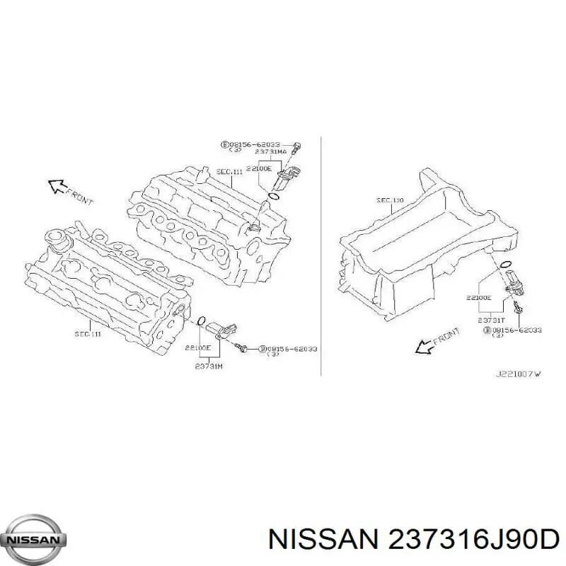 Comprar 237316J90D Nissan/Infiniti Sensor de posición del árbol de levas