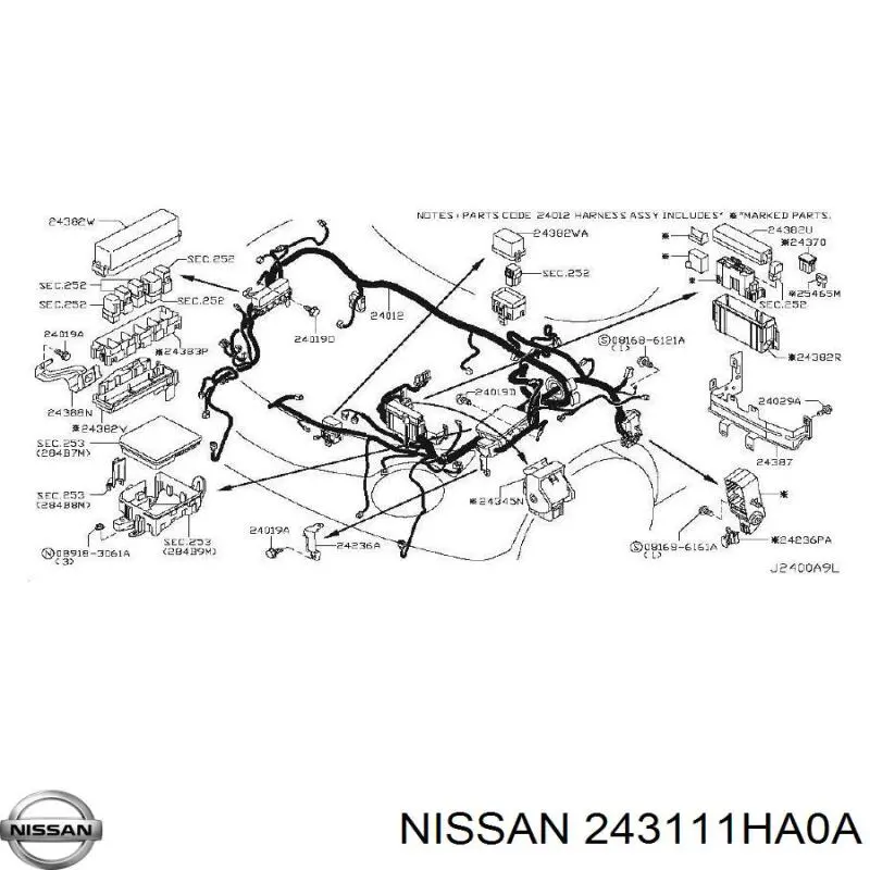 Caja de fusibles para Nissan LEAF ZE0U (ZE0U)