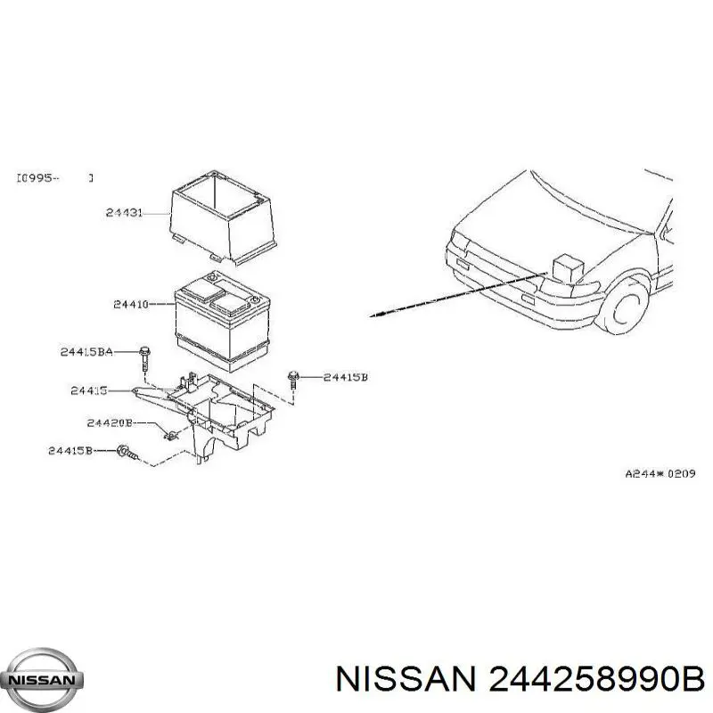 Comprar 244258990B Nissan/Infiniti Perno de sujeción de la batería