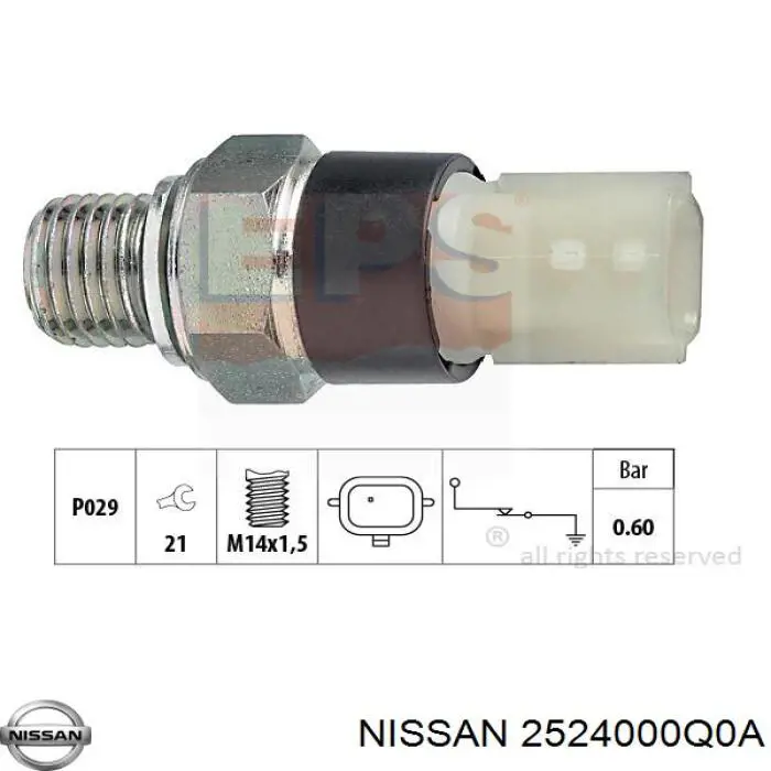 2524000Q0A Nissan/Infiniti Indicador de presión del aceite