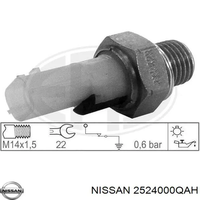 Manómetro de presión de aceite Nissan/Infiniti 2524000QAH
