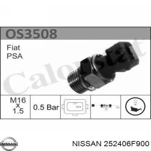 Indicador, presión del aceite NISSAN 252406F900
