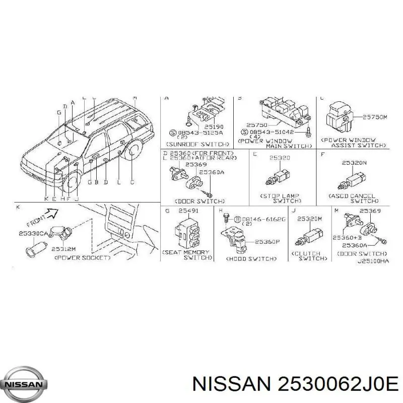 Interruptor de luz de freno Nissan/Infiniti 2530062J0E precio, desde 83,96 EUR