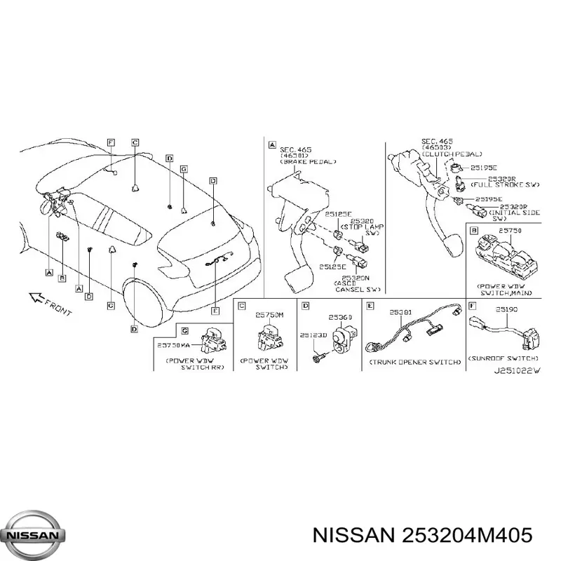 Interruptor de luz de freno Nissan/Infiniti 253204M405 precio, desde 16,49 EUR