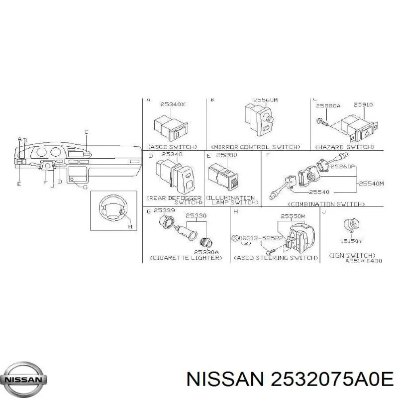 2532075A0E Nissan interruptor luz de freno