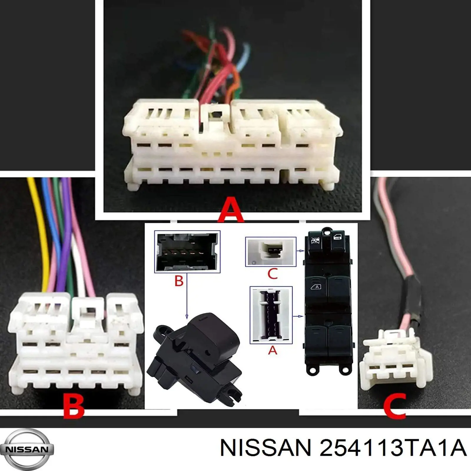 254113TA1A Nissan botón de encendido, motor eléctrico, elevalunas, puerta delantera derecha