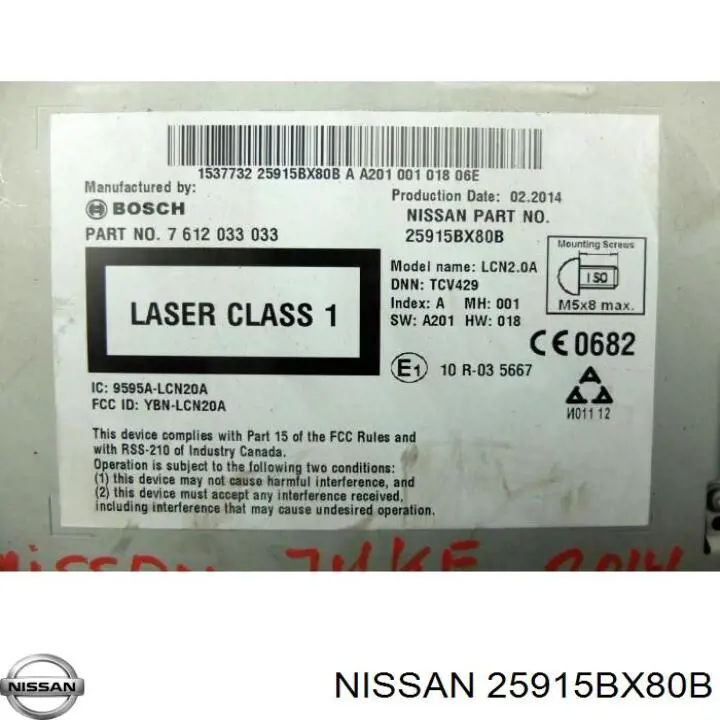 25915BX80B Nissan/Infiniti Pantalla multifuncion