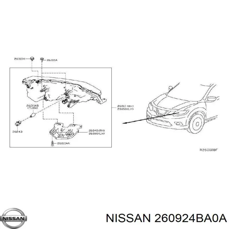 Soporte de montaje de faros delantero izquierdo Nissan Rogue (T32U)