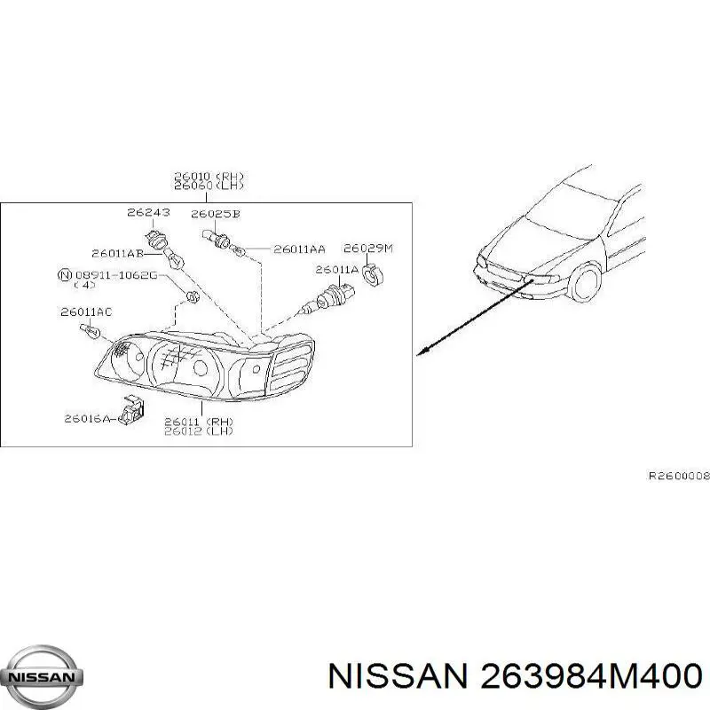 Soporte de montaje del faro delantero Nissan/Infiniti 263984M400 precio, desde 5,40 EUR