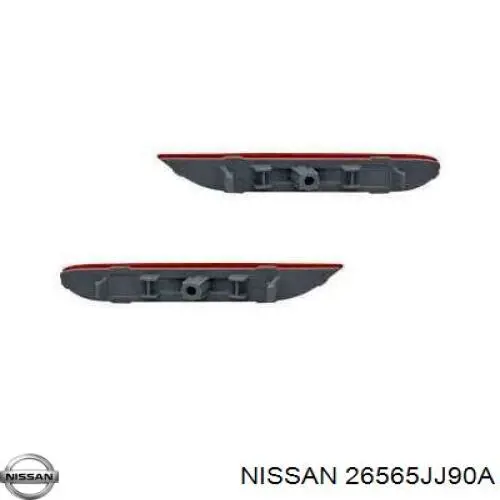 Reflector, paragolpes trasero, izquierdo para Nissan Leaf (ZE0)