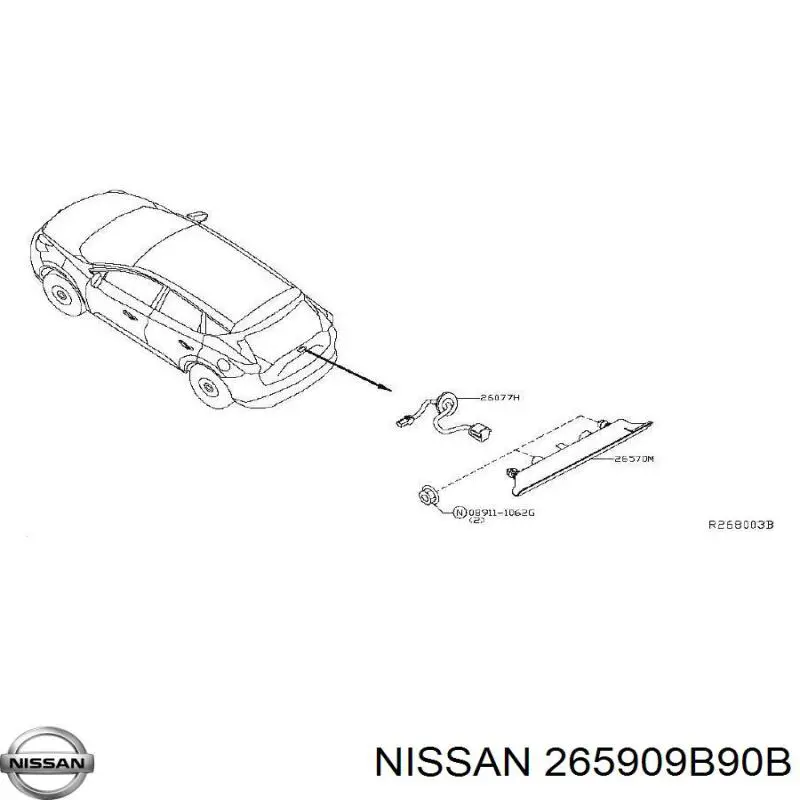 265909B90B Nissan lampara de luz de freno adicional