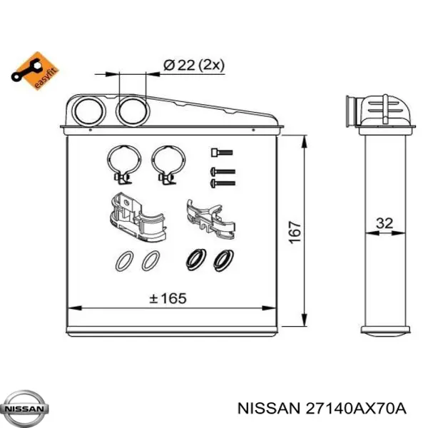 Comprar 27140AX70A Nissan/Infiniti Radiador calefacción
