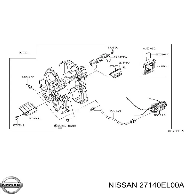 27140EL00A Nissan radiador de calefacción