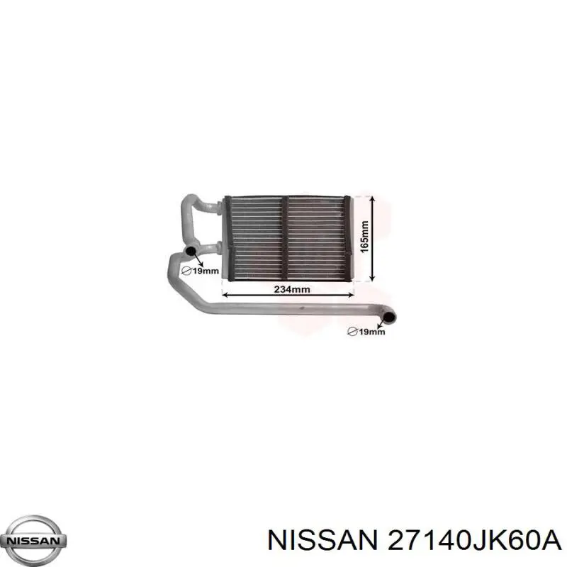 27140-JK60A Nissan radiador de calefacción