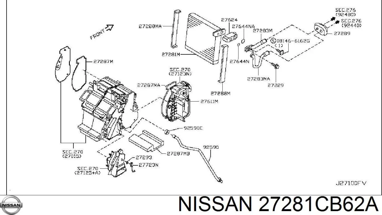 Evaporador, aire acondicionado para Nissan Murano (Z50)