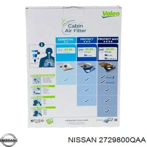 Filtro de habitáculo 2729800QAA Nissan/Infiniti