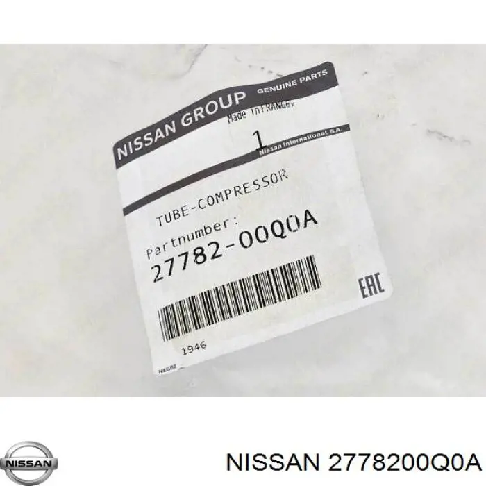 Manguera de aire acondicionado de compresor al condensador 2778200Q0A Nissan/Infiniti