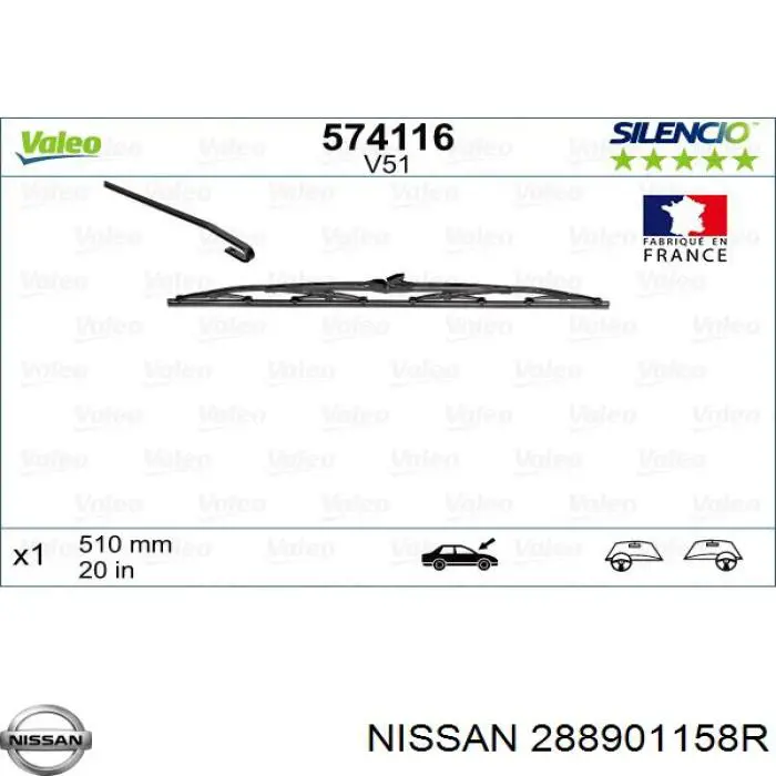 288901158R Nissan limpiaparabrisas