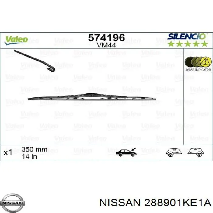Limpiaparabrisas delantera copiloto para Nissan JUKE (F15)