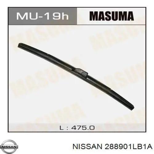 288901LB1B Nissan/Infiniti Escobilla del limpiaparabrisas del lado del pasajero