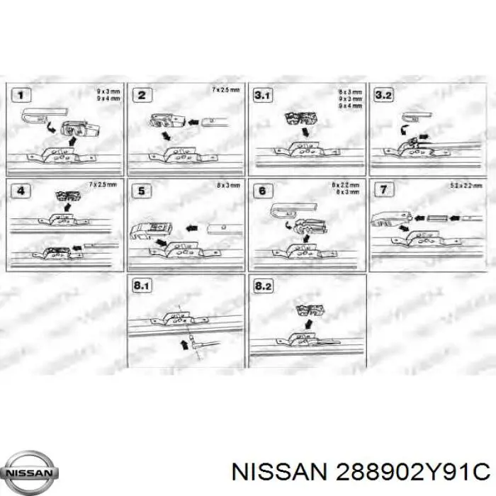 288902Y91C Nissan limpiaparabrisas de luna delantera copiloto