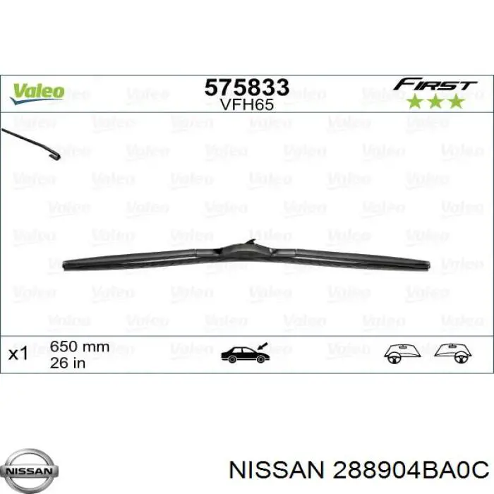 Escobilla del limpiaparabrisas del lado del conductor Nissan/Infiniti 288904BA0C precio, desde 12,94 EUR