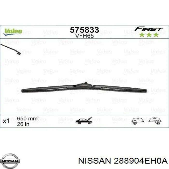 Escobilla del limpiaparabrisas del lado del conductor Nissan/Infiniti 288904EH0A precio, desde 12,92 EUR