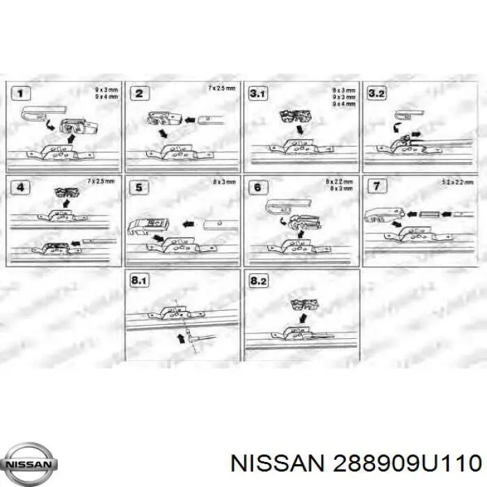 288909U110 Nissan limpiaparabrisas de luna delantera copiloto