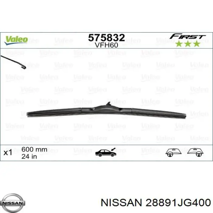 Comprar 28891JG400 Nissan/Infiniti Escobilla del limpiaparabrisas del lado del conductor