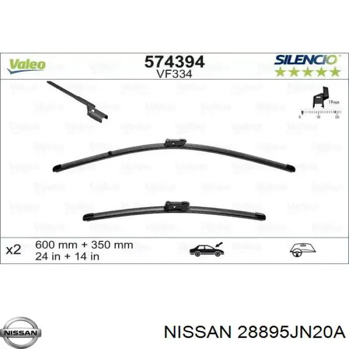 Goma de la escobilla del limpiaparabrisas del lado del conductor Nissan/Infiniti 28895JN20A precio, desde 15,79 EUR