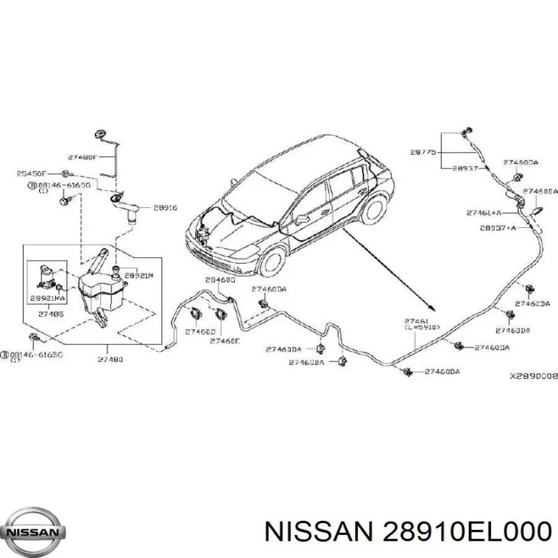 Depósito del agua de lavado, lavado de parabrisas para Nissan Tiida (SC11)