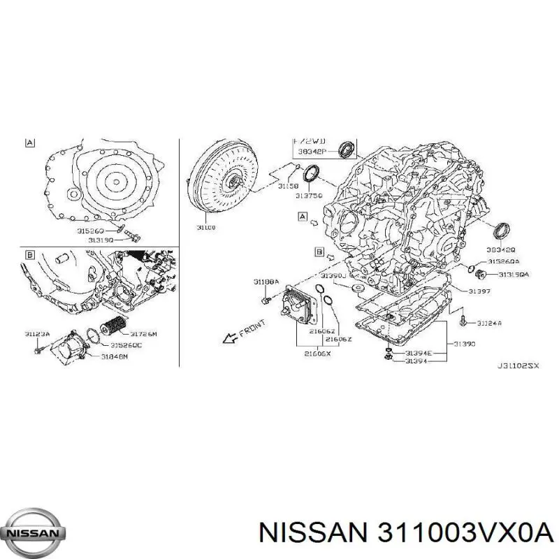 311003VX0A Nissan convertidor de caja automática