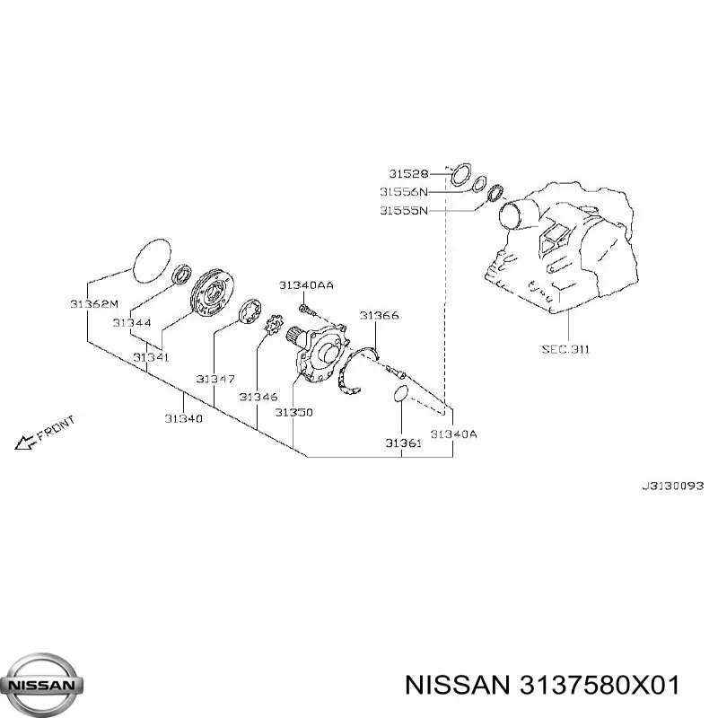 Comprar 3137580X01 Nissan/Infiniti Retén de aceite de la bomba de aceite de la transmisión automática